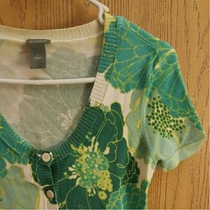 NWOT Ann Taylor Green Floral Cardigan/Top