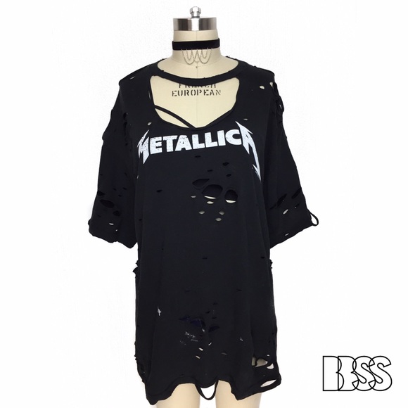 distressed band tee dress
