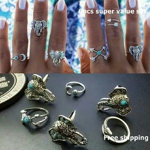 6pc joiont knuckle nail midi ring KF