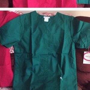 3 size small hunter green scrub tops
