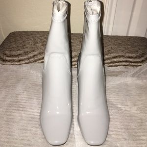 Patent transparent heel ankle boots in Gray