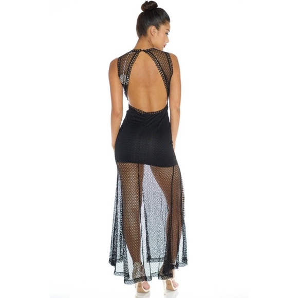 Crochet/Mesh Maxi Dress - Picture 5 of 6