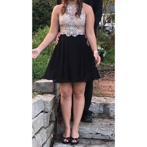 Black and nude prom/hoco/formal dress.