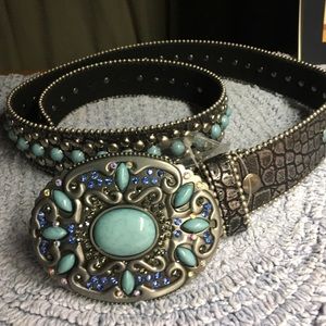 Turquoise leather belt