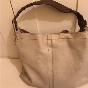 Boho Lucky ivory leather tote