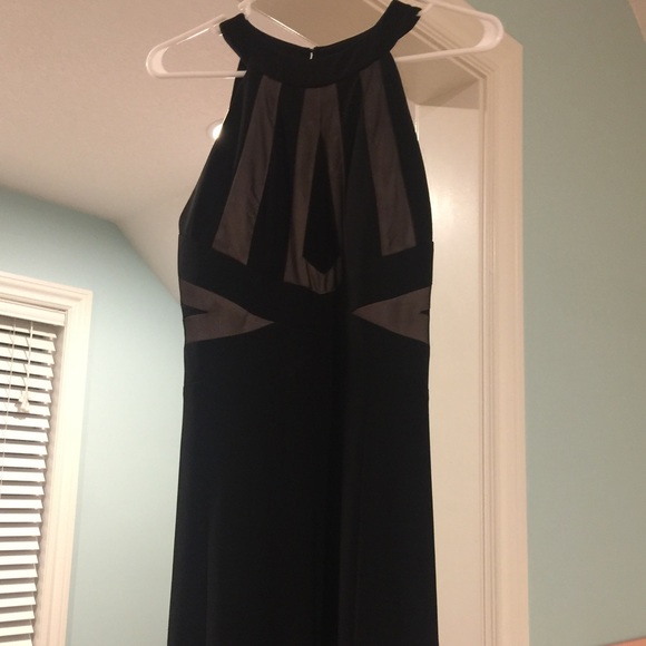 Black a nude open back prom dress