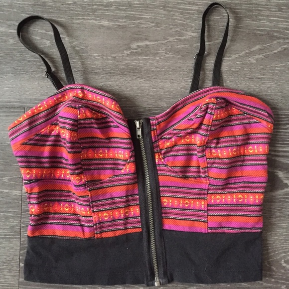 Material Girl Aztec "Cherry Stripe" crop top
