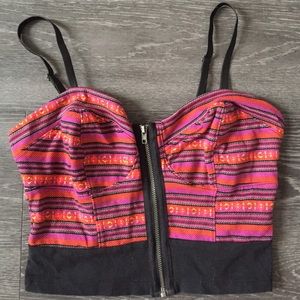 Material Girl Aztec "Cherry Stripe" crop top