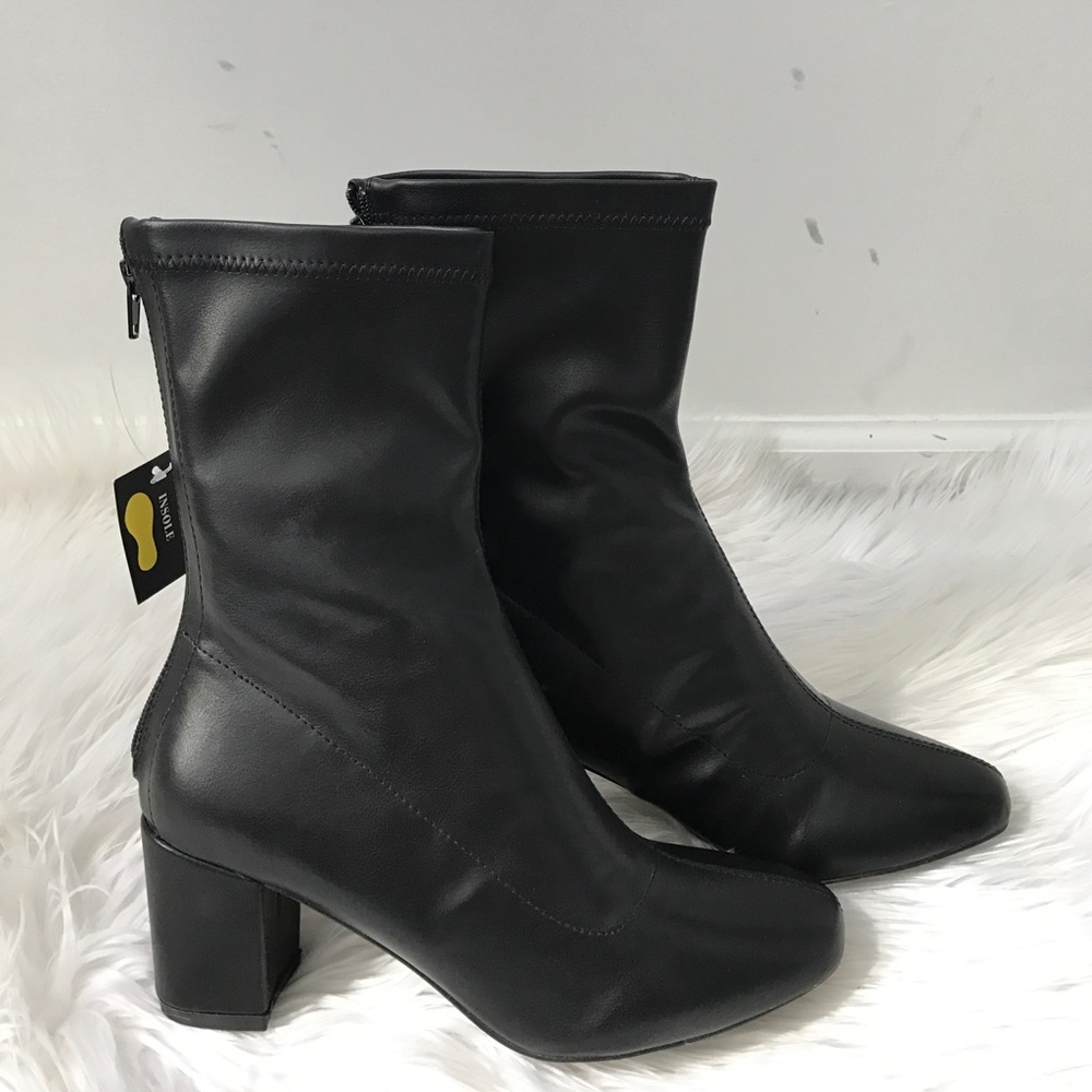 •Calf Low Heel Boots•