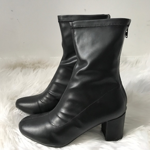 •Calf Low Heel Boots• - Picture 2 of 8