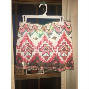 Aztec sequin mini skirt