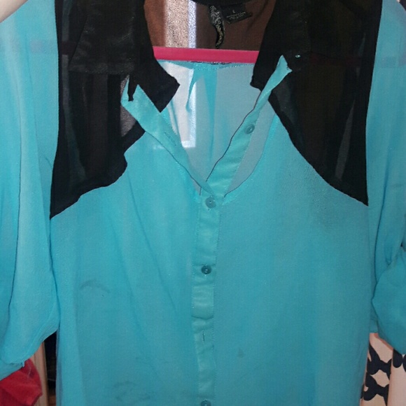Blue button up - Picture 3 of 4