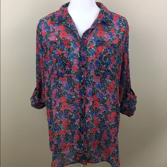 Urban Outfitters Sheer Floral Button Down