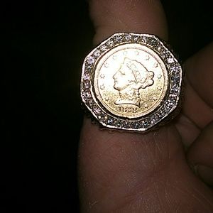 1878 liberty 24k/14k l gold coin ring