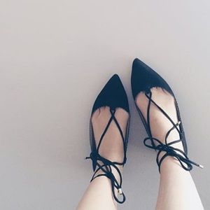 Black Lace-Up Flats