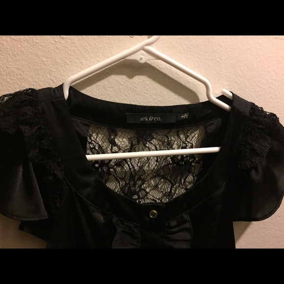 Black dress with cap sleeves and open lace back - Picture 3 of 3