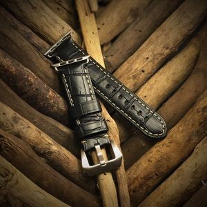 Leather Apple Watch Band Black 42mm