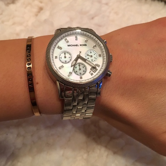 Michael Kors Opal Face Watch - Silver Chrono main image 4