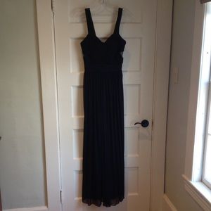 Plain dark navy prom dress w mesh cutouts