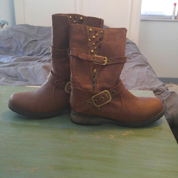 Breckelles Rocker-17 Tan Women Riding Boots, 8.5 M