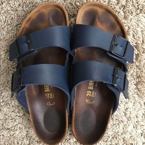 Navy Arizona Birkenstocks 39