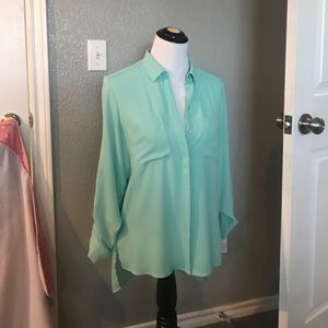 Mint button blouse