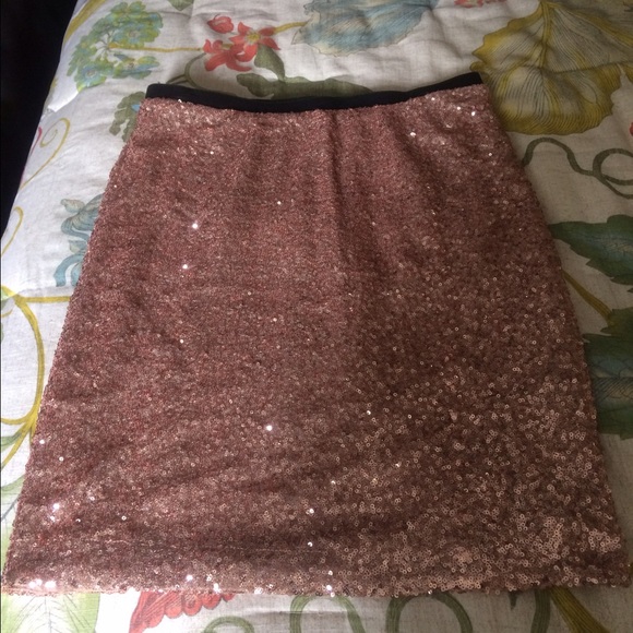 The Limited Rose Gold Sequin Pencil Skirt