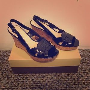 Franco Sarto black wedges