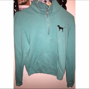 VS pink Teal quarter zip w leopard detail size XS