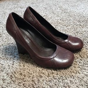Brown leather wedges-final price