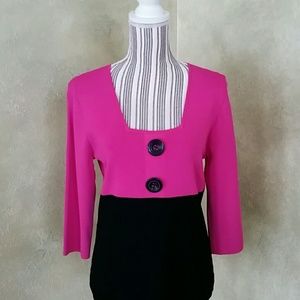 CABLE & GAUGE BLACK AND PINK TUNIC TOP