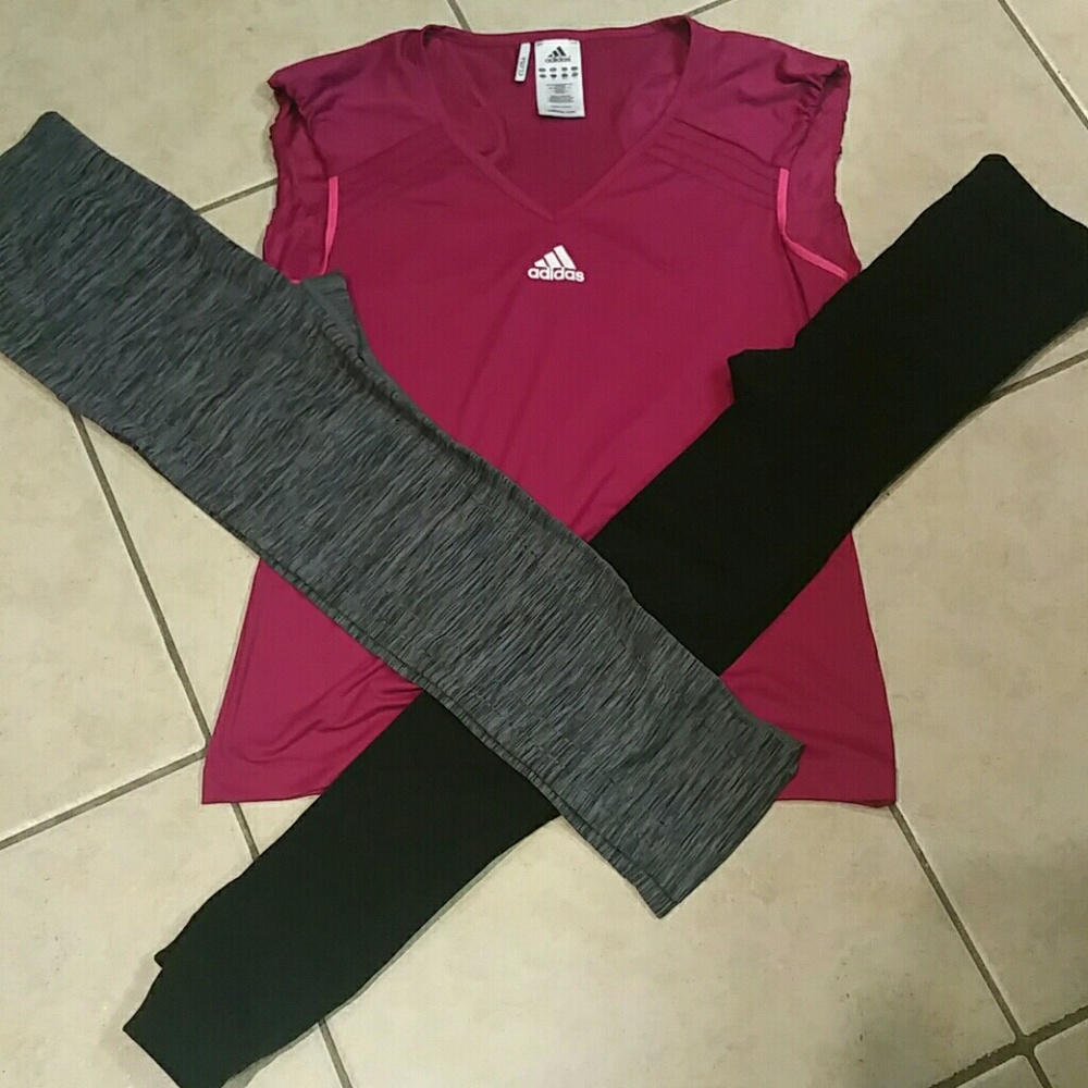 Women's Adidas workout top and 2 workout pants
