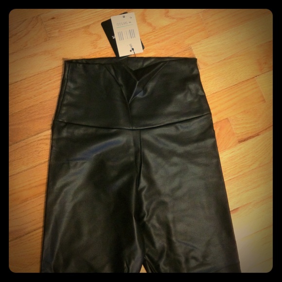 High waist leather leggings