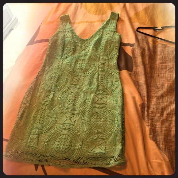 Sea foam green lace all over dress
