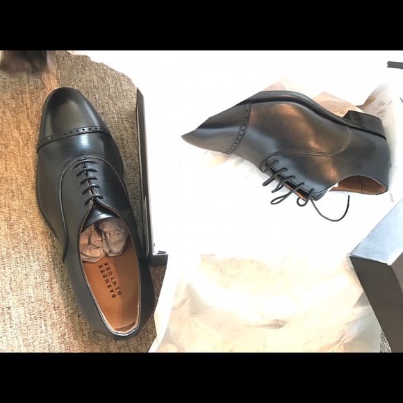 Barneys NewYork Black Vitello Nero Leather Shoes
