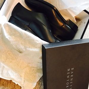 Barneys NewYork Black Vitello Nero Leather Shoes