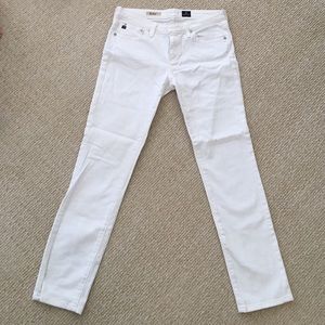 AG ""The Stevie" White Straight Leg Jeans