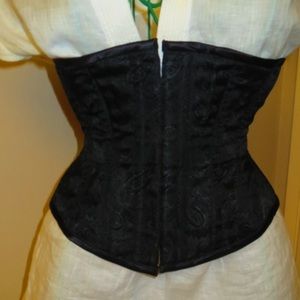 Reversible satin floral patterned underbust corset