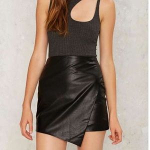 Asymmetric Faux Leather Mini Skirt