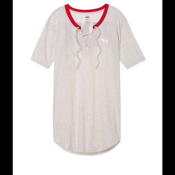 Pink Victoria Secret Logo Sleep Tee - Picture 4 of 7