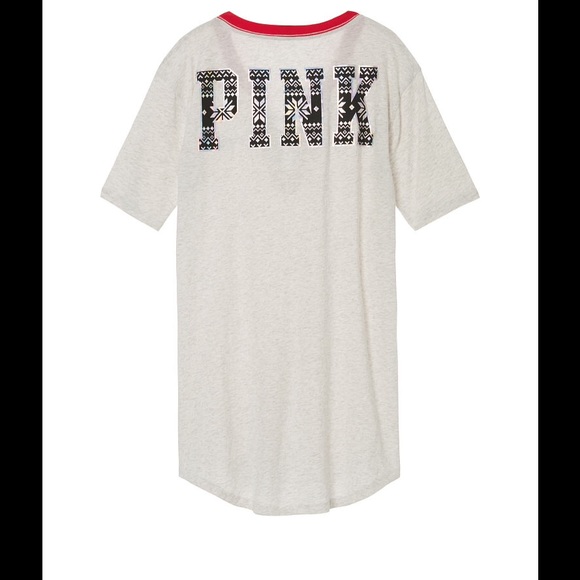 Pink Victoria Secret Logo Sleep Tee - Picture 5 of 7