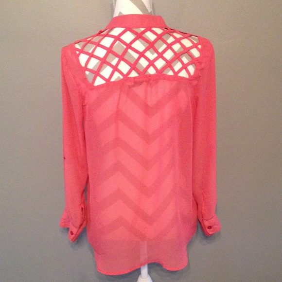Nollie Coral Pink Top With Lattice Back - Picture 2 of 4