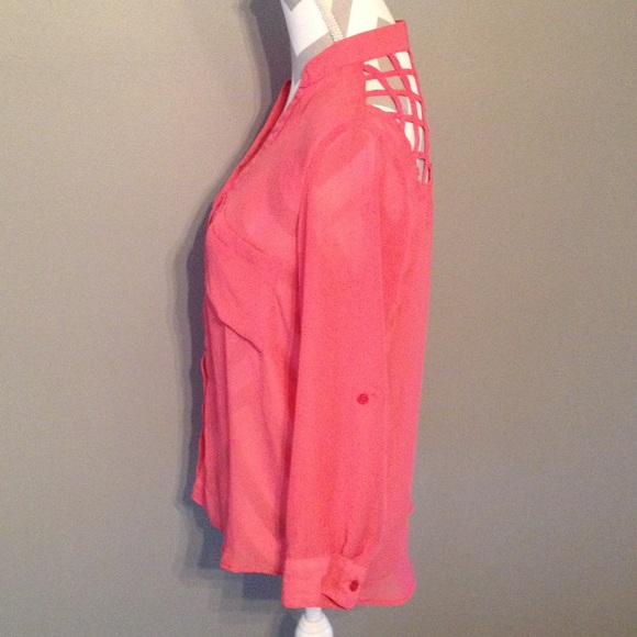 Nollie Coral Pink Top With Lattice Back - Picture 3 of 4