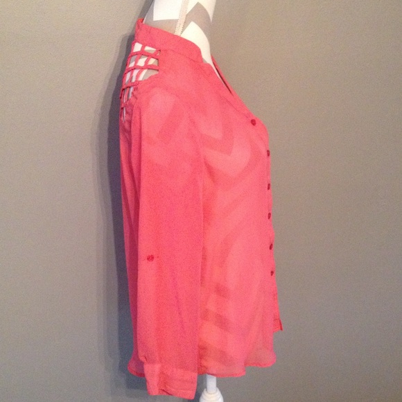 Nollie Coral Pink Top With Lattice Back - Picture 4 of 4