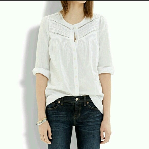 Madewell Pintuck Eyelet Blouse worn on TV