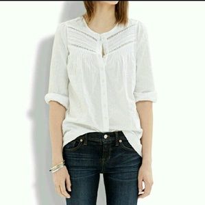 Madewell Pintuck Eyelet Blouse worn on TV