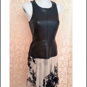 Bailey 44 singita mixed media dress, leather, silk