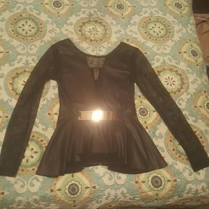 Black long sleeve mesh top