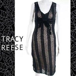 TRACY REESE Chic Black Wool Bow Empire Waist Dress