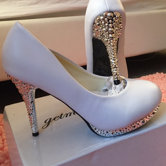 Studded white heals